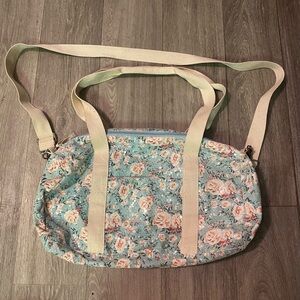Sparkly Sequined Floral Canvas Gym Duffel Bag